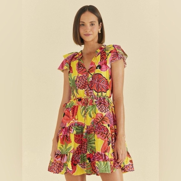 FARM Rio Dresses & Skirts - FARM RIO FRUIT DREAM RUFFLE MINI COTTON DRESS